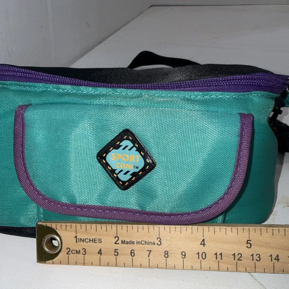 Vintage Sport Zone Fanny Pack Teal Purple 90s Waist Bag Retro Hip Pack